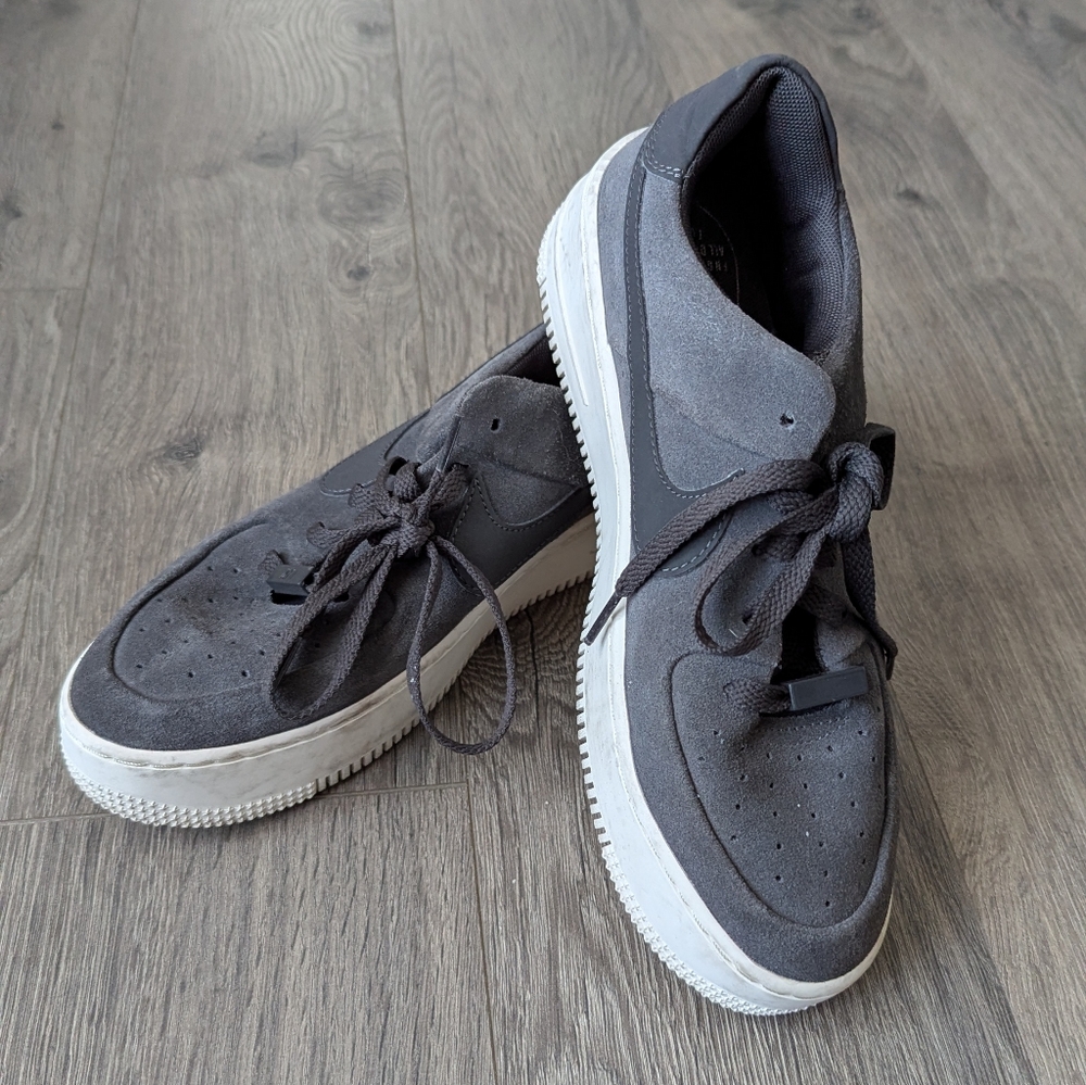 Nike Air Force 1 AF-1 Suede Gray Sage Sneakers - Picture 3 of 8